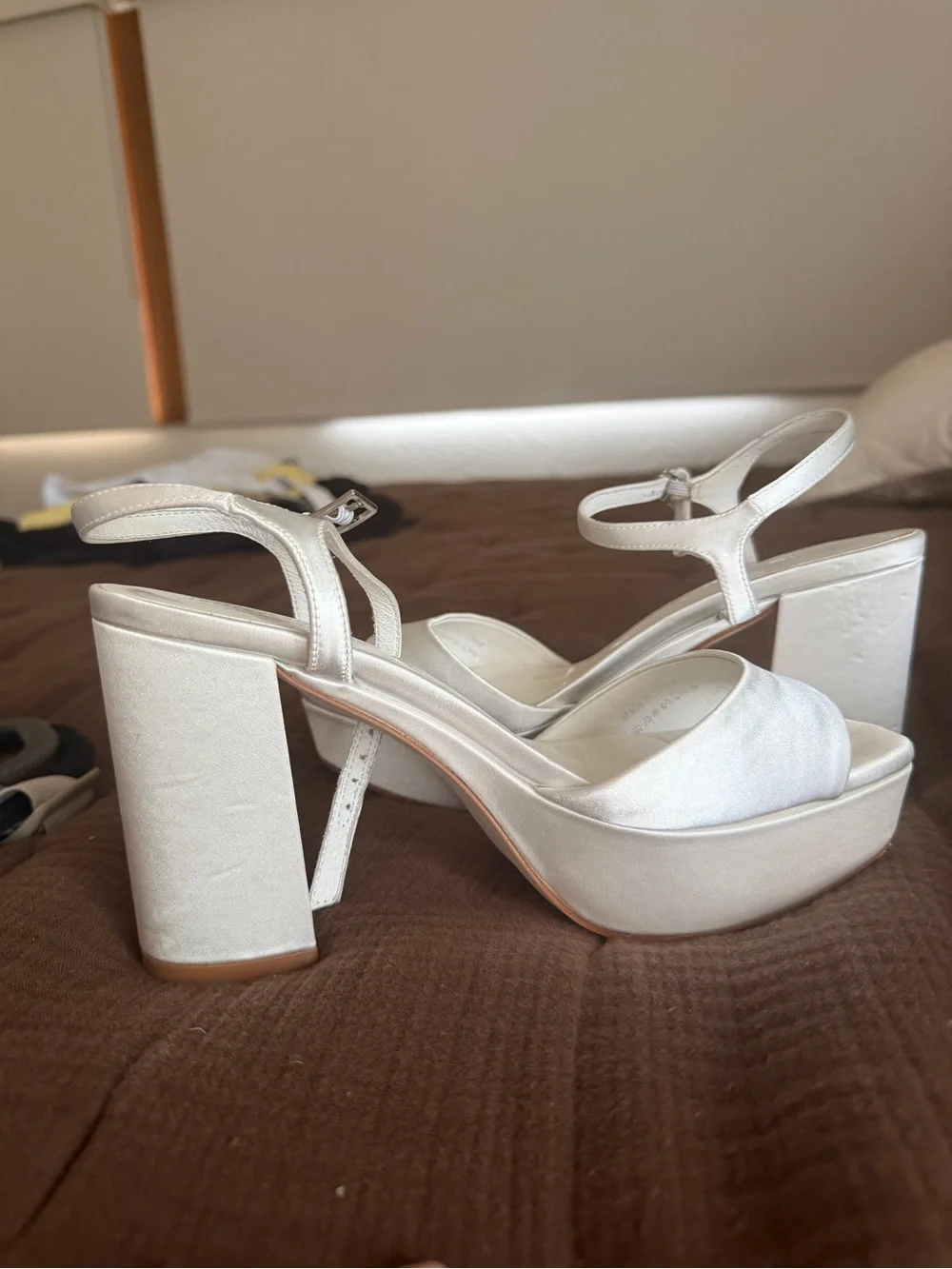Jeffrey Campbell White Platform Block Heel Sandals with Ankle Strap